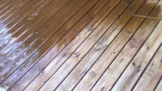 Gray Away Deck staining with a Shrflo12V sprayer