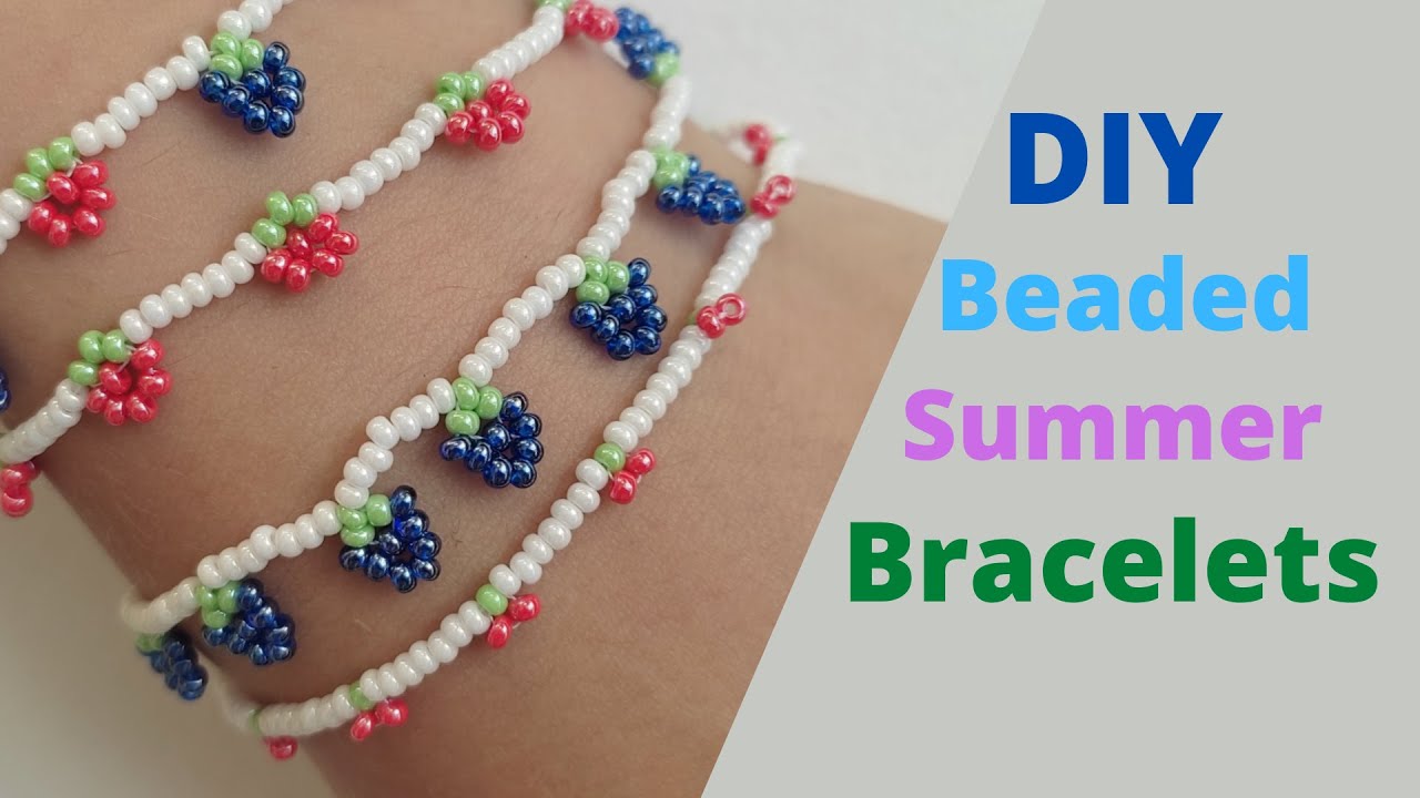 How to make simple summer bracelet with beads, cherry bracelet