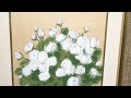 青木乃里子　「白い薔薇」　薔薇　絵画　花　和風　インテリア　絵　墨彩画　水墨岩彩画