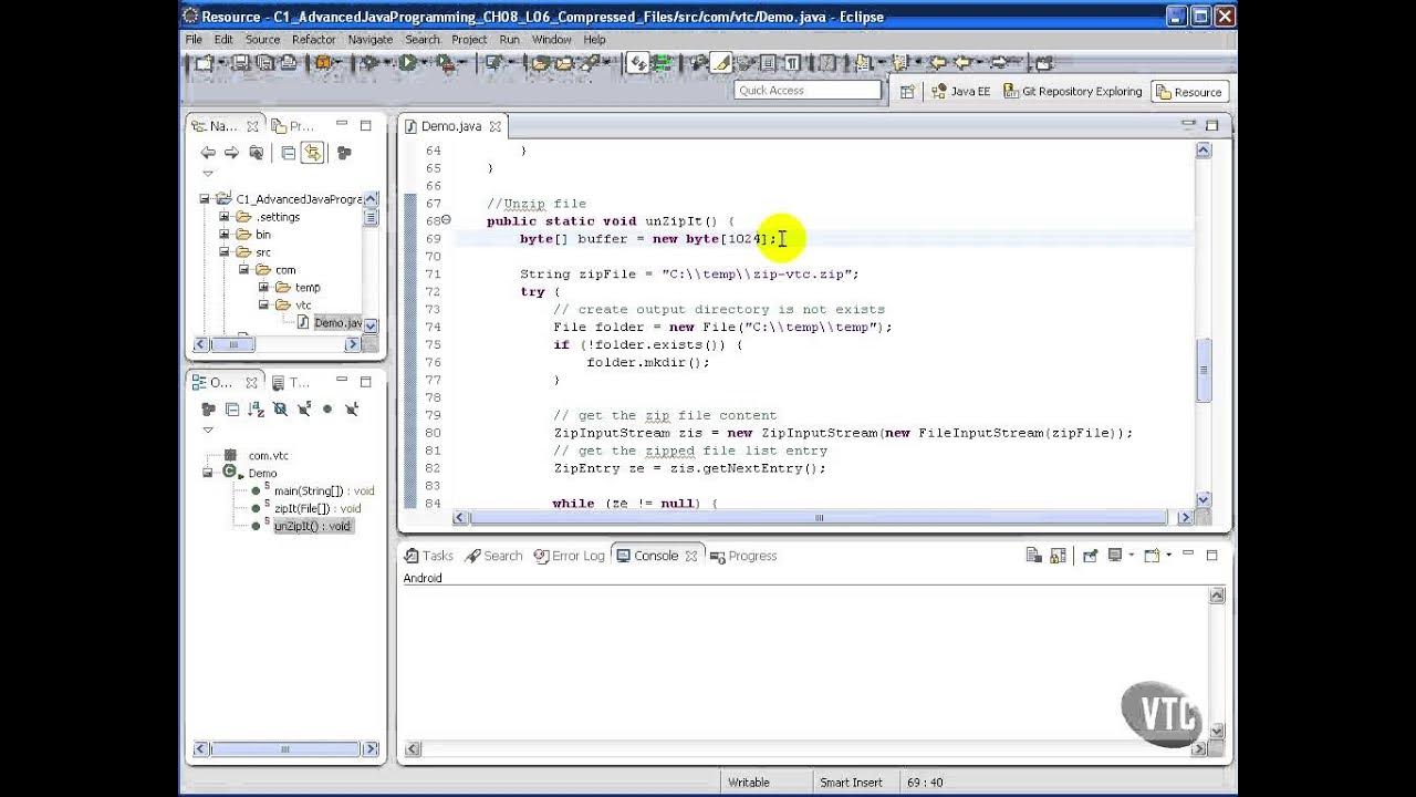 Advanced Java tutorial - Compressed Files - YouTube