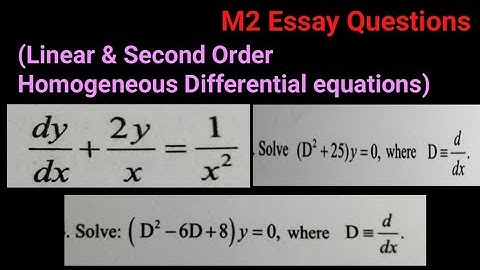 | Linear Differential equation and second Order Homogeneous Differential equations problem in Telugu