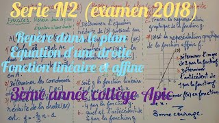 Serie d'exercices N2 ( examen 2018). 3ème année collège apic