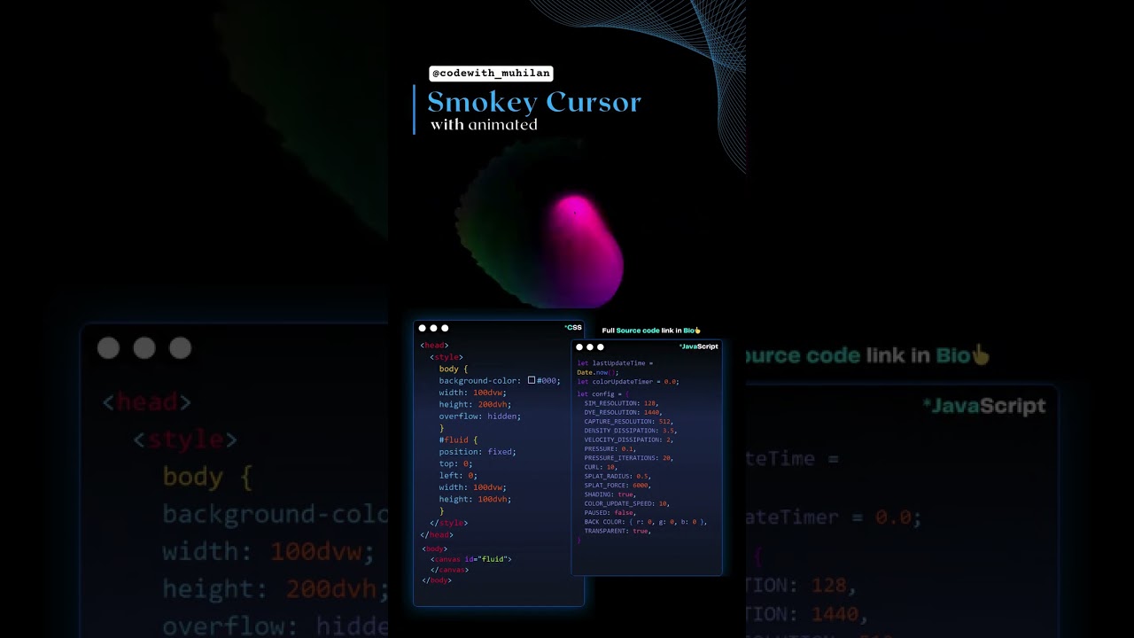 ❤️‍🔥smokey cursor effect using html and css | code buzz | web development | #coding