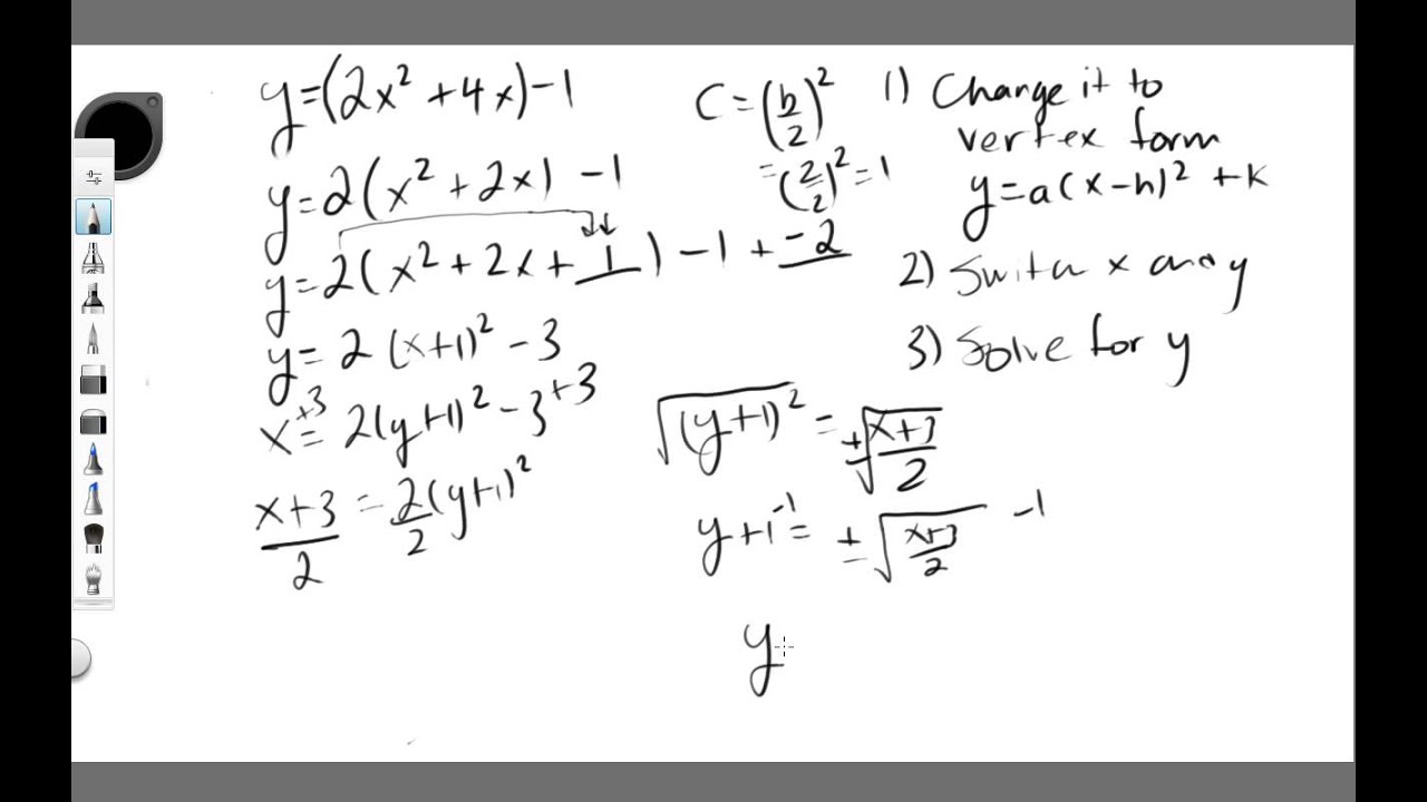 Finding the Inverse of a Quadratic - YouTube