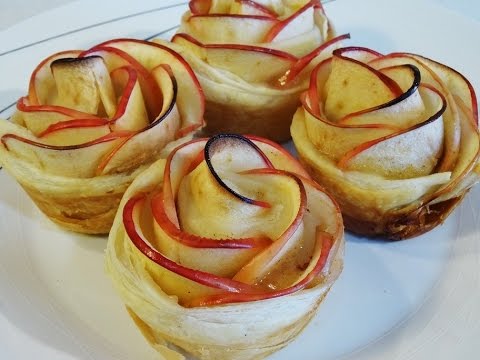 como hacer rosas de hojaldre con manzana