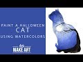 Halloween Cat Watercolor Paint Tutorial