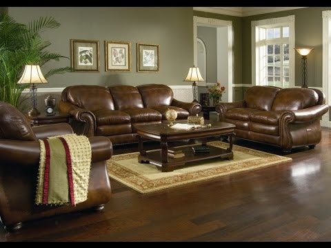 Distressed Leather Living Room Furniture - YouTube