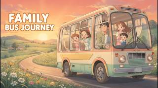 Ghibli Style Family Bus Journey 🌅 | Cozy Animated Day on the Road | Relaxing Animation screenshot 4