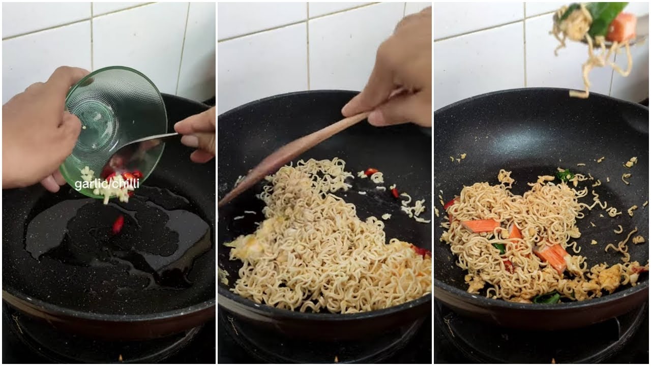Fried Noodles with Crab Stick Tabasco gives a mellow spicy and sour taste. YouTube