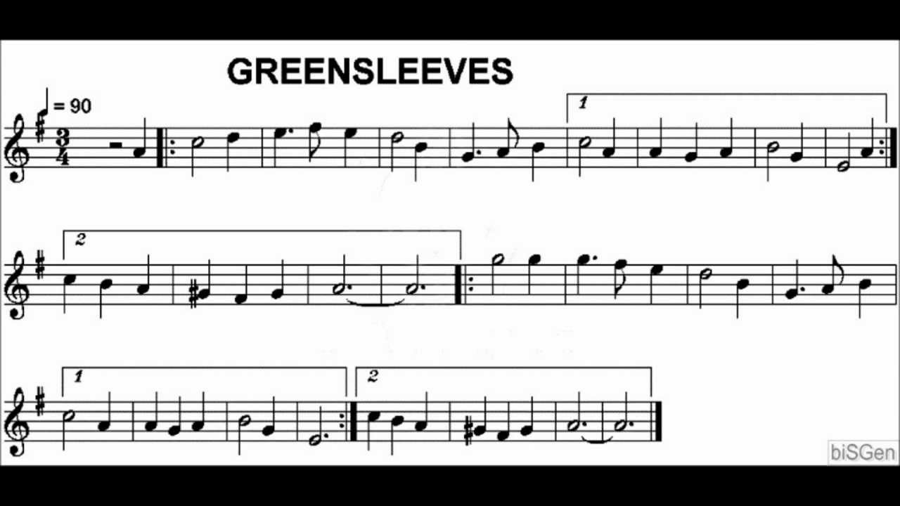 Greensleeves sheet music - YouTube