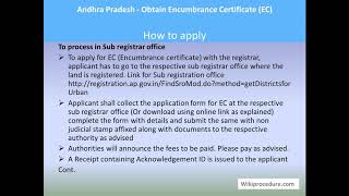 Andhra Pradesh Obtain Encumbrance Certificate Ec