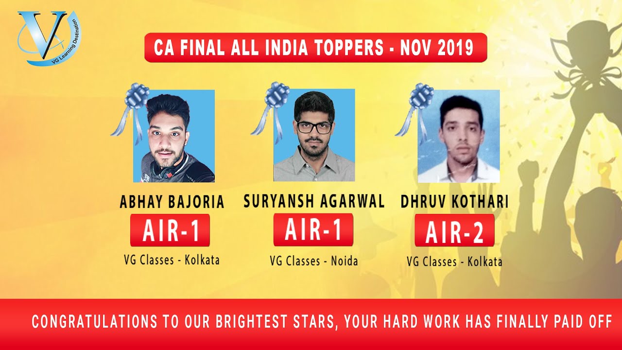 CONGRATULATIONS TO OUR ALL INDIA RANK HOLDERS IN CA FINAL NOV 2019 ...