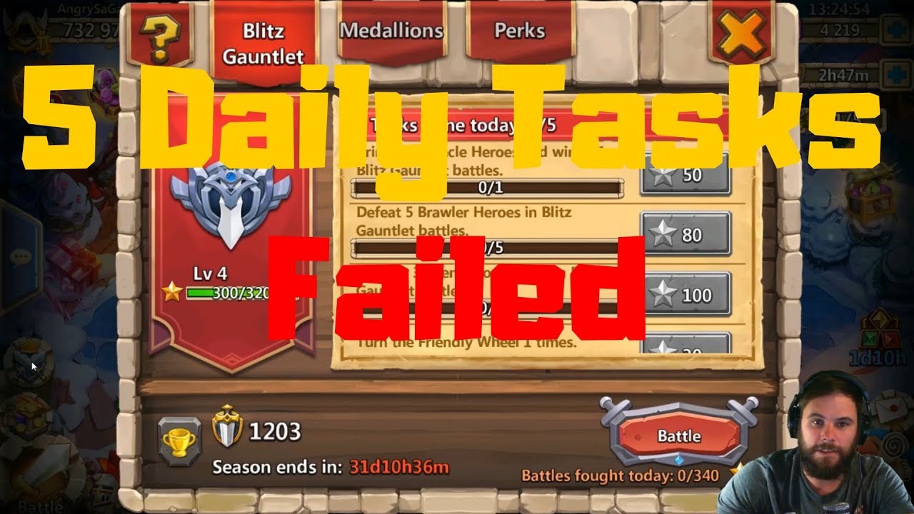 Blitz Gauntlet | 5 daily tasks | Full Blade Dance Team | Castle Clash