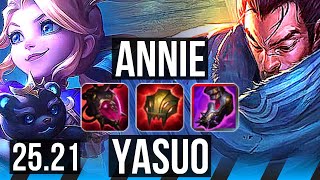 ANNIE vs YASUO (MID) | KR Master | 25.21