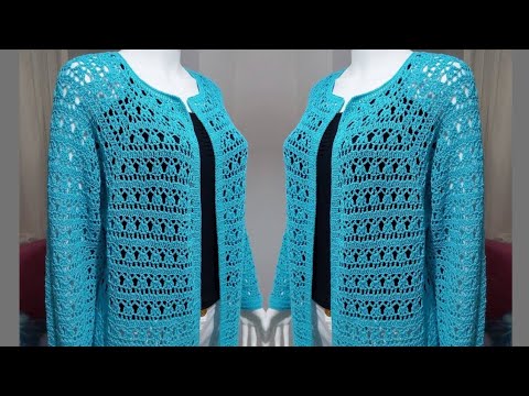 جاكت كروشية صيفي كاردجان كروشية صيفي سهل جدا سريع تكرار سطرين فقط طريقة التنفيذ كاملة بالمقاسات