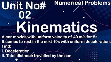 Numerical Problem 2.5: A car movies with uniform velocity of 40 m/s for 5s