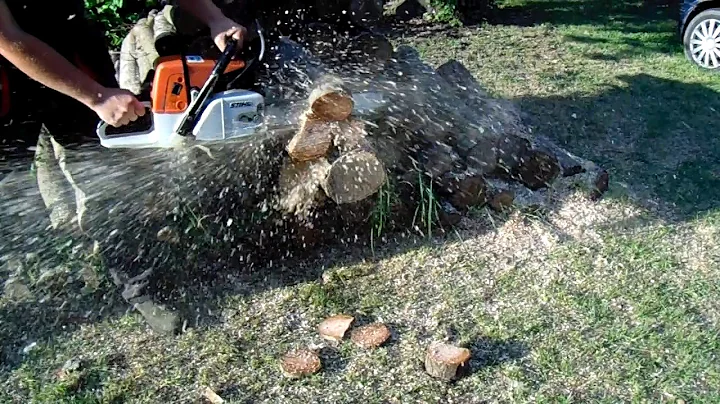 Stihl 064 chainsaw cutting test