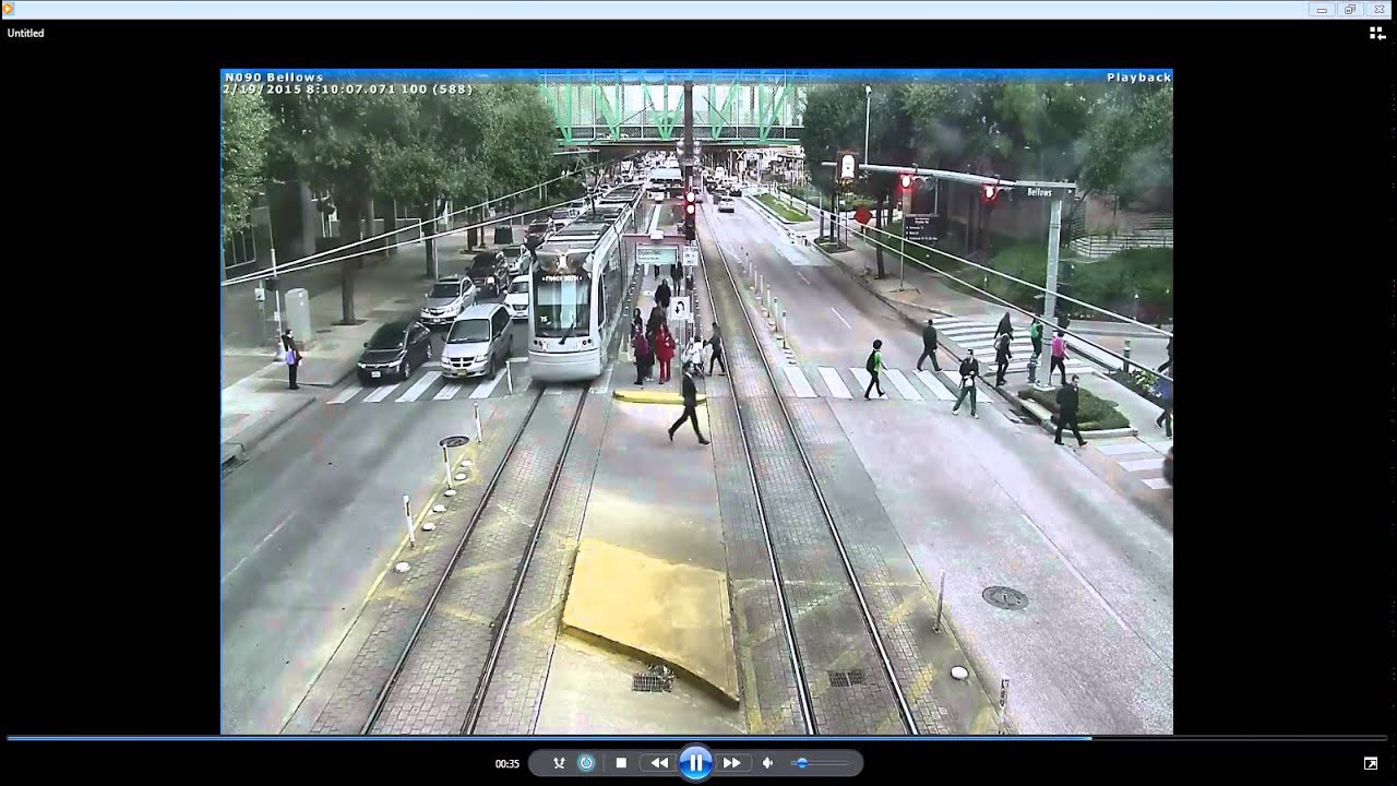 Near Miss: Man dashes in front of Metro Light Rail in Houston Medical Center