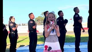 Amelia, 6, wows the crowd with the National Anthem at NASCAR Tribute To Heroes before 9/11 🇺🇸