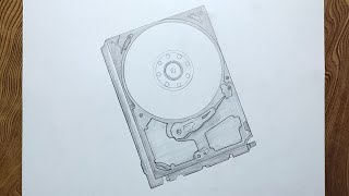 How to draw hard disk drive step by step very easy/ Hard disk drive drawing