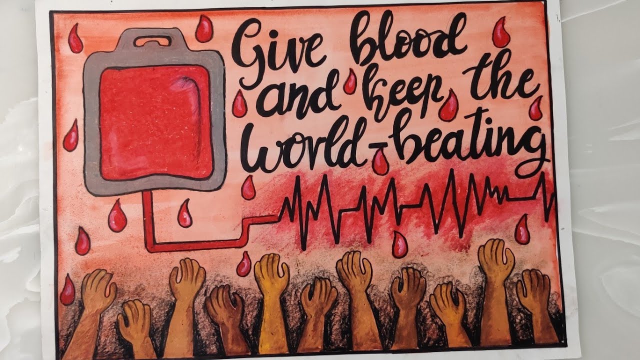 World Blood Donation Day/Blood Donar Day Poster Drawing/Donate Blood Save  Life poster Drawing - YouTube