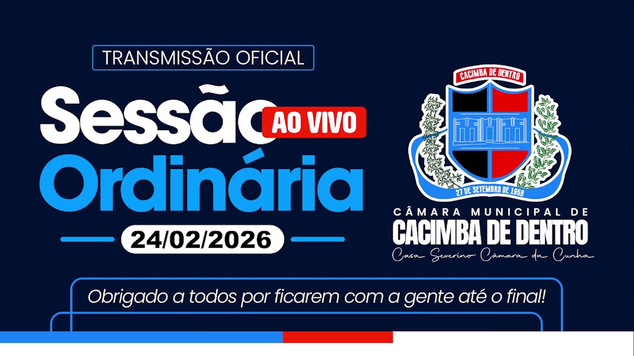 Sessão Ordinária da Câmara Municipal de Cacimba de Dentro-PB, 24/02/2026.