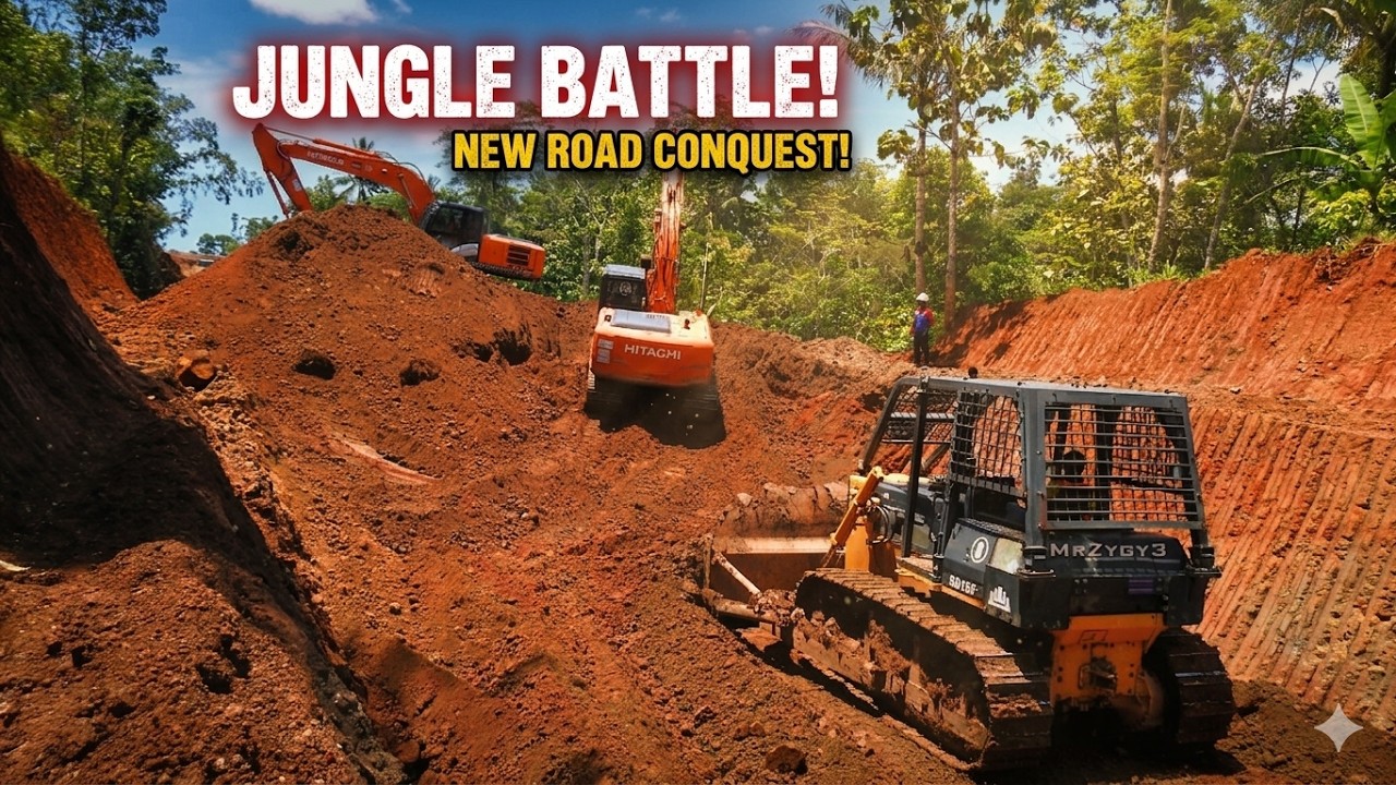 Hitachi Zaxis 200 & Monster CAT SHANTUI Bulldozer Carving New Road