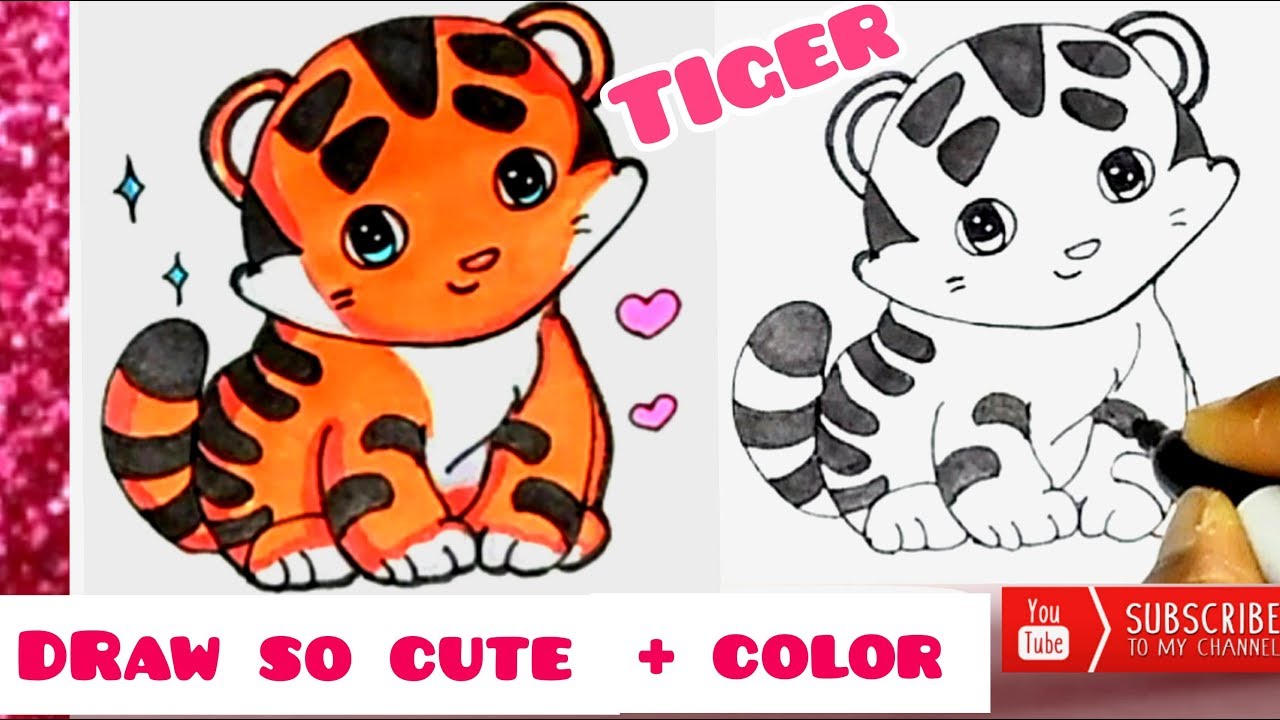 Draw so cute baby Tiger Easy (Cute Drawings) - YouTube