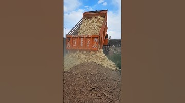 Unloading bricks with a dump truck. #brick #construction #truck