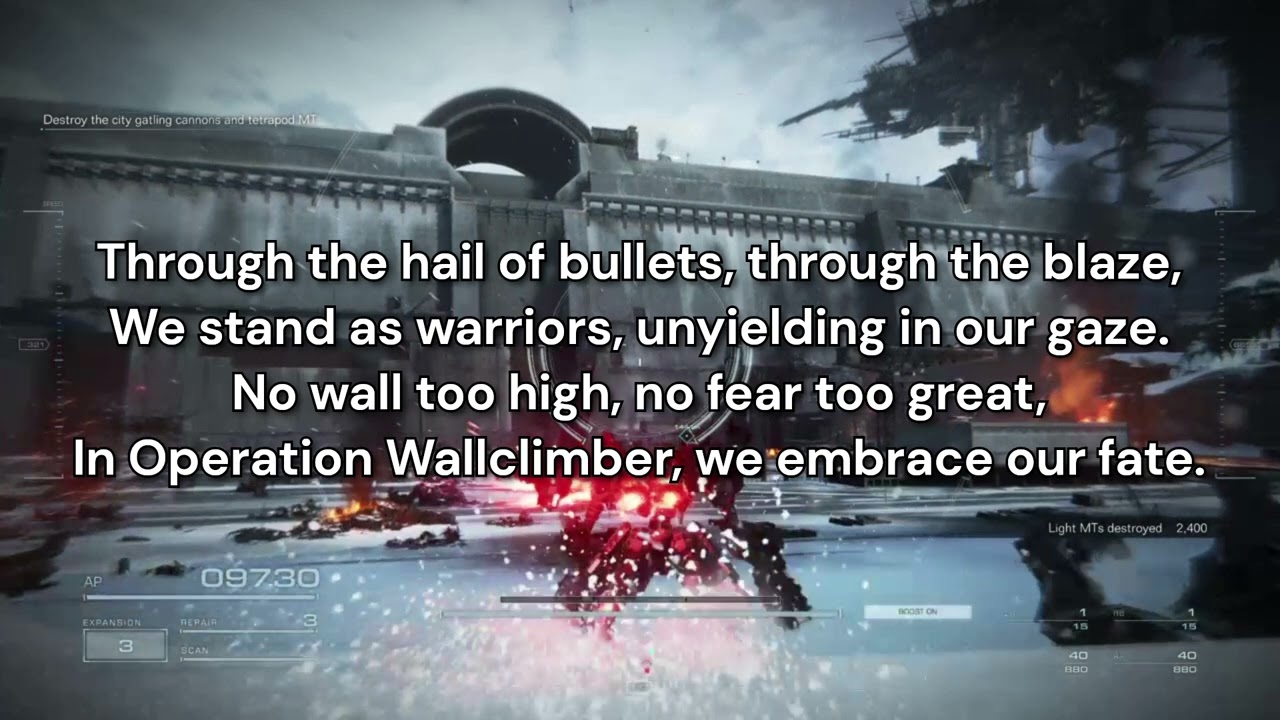 Watch "Operation Wallclimber" (Armored Core fan song) on YouTube Watch "Operation Wallclimber" (Armored Core fan song) on YouTube