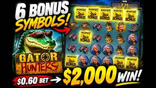 6 BONUS SYMBOLS on Gator Hunters! $2,000 Win on a $0.60 Bet! (3333X)🐊