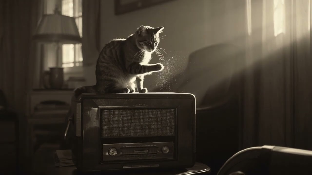 라디오 감성 빈티지 재즈 📻 흑백 감성 휴식 |  Vintage Oldies Radio Swing Jazz 🎷 Nostalgic Black & White Cat Ambience