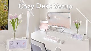 Aesthetic Desk Setup 🍡 l minimal & cozy, wfh/online class, rk61 mechanical keyboard, shopee haul