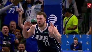 Luka Doncic reacts to his crazy poster dunk over Drew Eubanks shocked himself