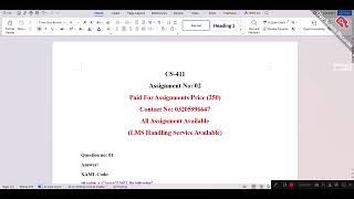 CS411 Assignment No 02 Solution 2026  Solution  BY || Virtual Assign Lab ||