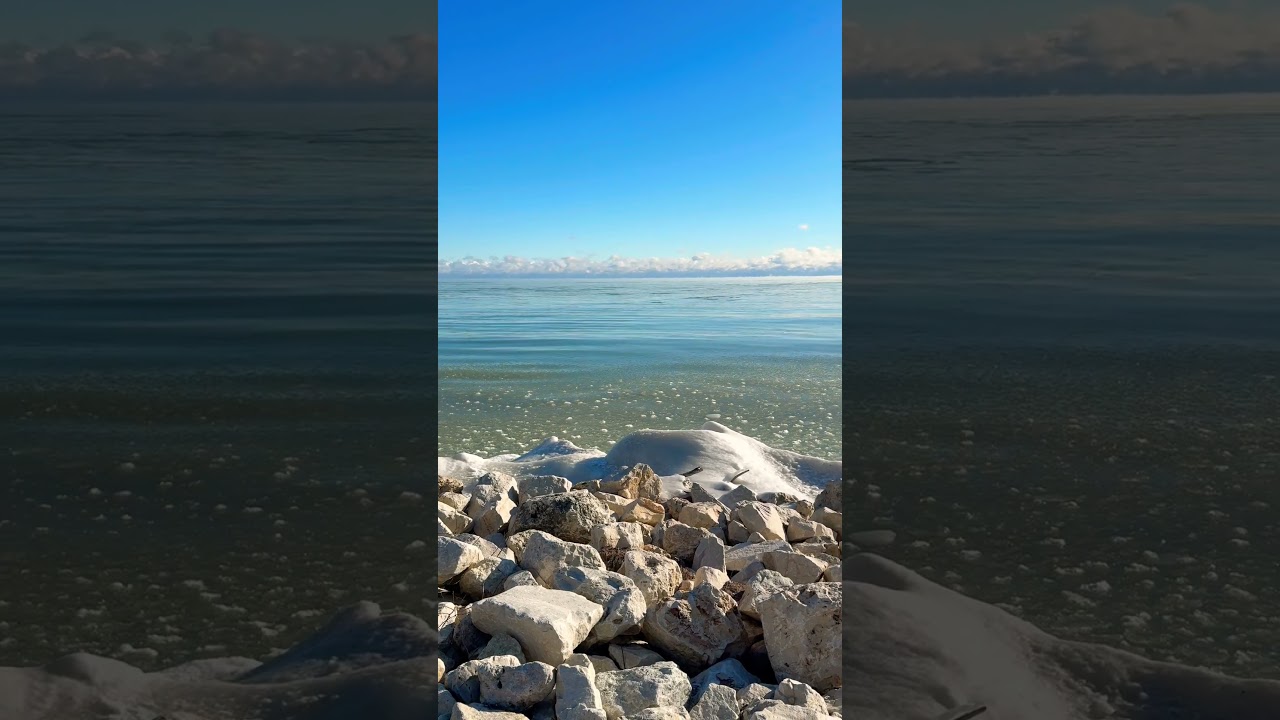Relaxing Cold Icy Lake Michigan