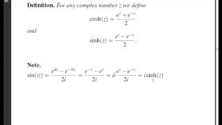 LSU   Complex Analysis   Lecture 09 trig hyp