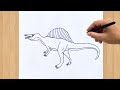 How to draw a spinosaurus step by step easy  spinosaurus dinosaur drawing tutorial