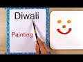 Diwali Drawing | Happy Diwali Painting on Paper | Festival Painting | Easy Paintings