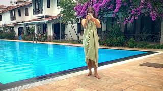 DIY: How to wear Turkish Peshtemal Towels as Pareo I Beach Cover-up Styles - Front-tie Vest
