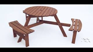 Costway 6-Person Patio Wood Picnic Table Beer Bench Set Resimi