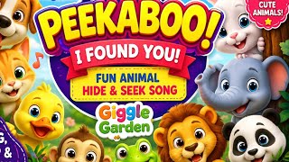 🐶 Dog, Cat & Bunny Peekaboo Song | Fun Animal Hide & Seek for Kids | Nursery Rhymes | Giggle Garden