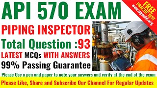 Top 93 Latest API 570 Exam Questions and Answers ||  Piping Inspector MCQs || Practice Tests