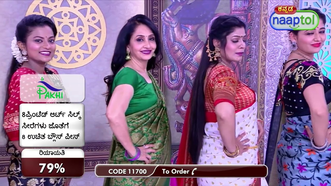 8 Printed Art Silk Sarees with 8 Free Blouse Piece 8AS3 = Call 040-6851-4401 (Code:11700)