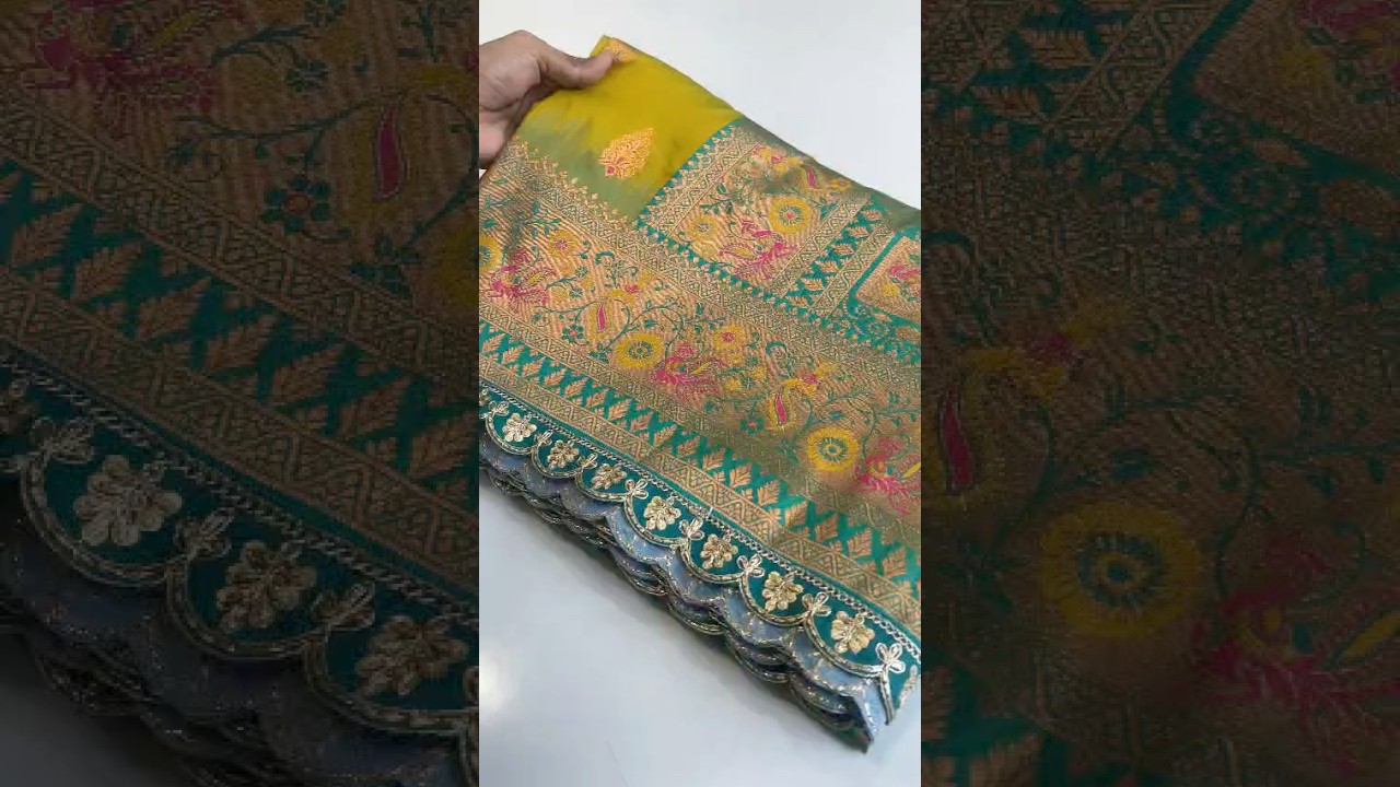 Paithani Silk Peacock Motif Banarasi Saree with Lace