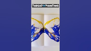 ♥️easy beautiful thread painting design | string pull technique | how to paint using thread#shorts