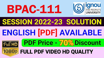 BPAC-111 Solved Assignment in English 2022-23, BPAC 111 Solve Assignment 2023, BPAC 111 Assignment