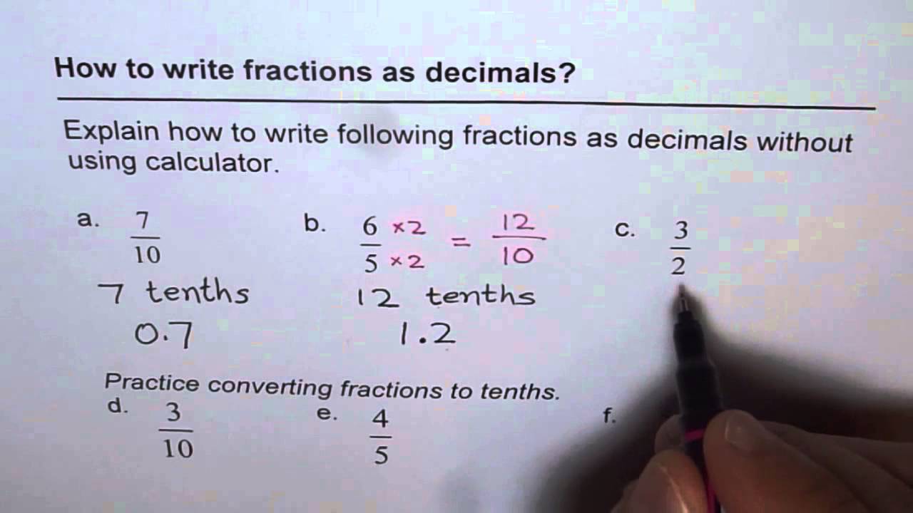 9 How to Write Fractions as Decimals in Tenths