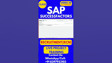 SAP SuccessFactors RCM Training Online Tutorial Class 39 17th Nov 2025 #sapsuccessfactorstraining