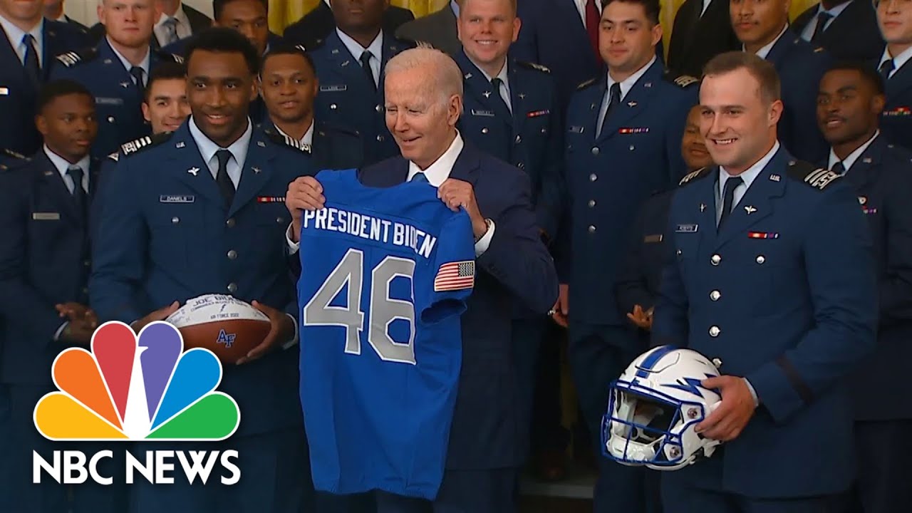 Biden awards football trophy to Air Force Academy